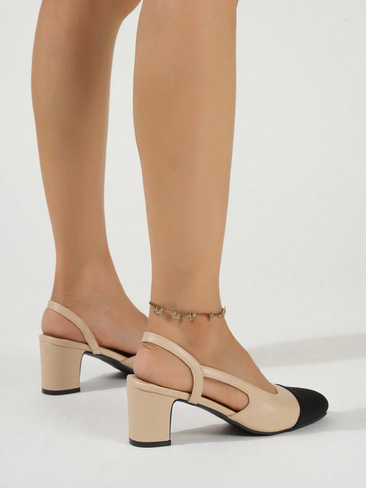 Women Sling Back Pumps Chunky Heels Sexy Splicing Round Toe Sandals Casual Wedding Shoes For Women Fashion