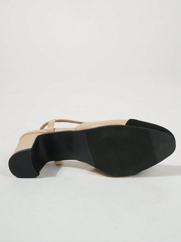 Women Sling Back Pumps Chunky Heels Sexy Splicing Round Toe Sandals Casual Wedding Shoes For Women Fashion