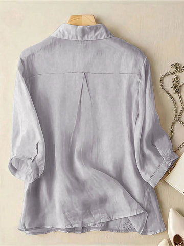 Women Solid Color Minimalist Embroidered Blouse