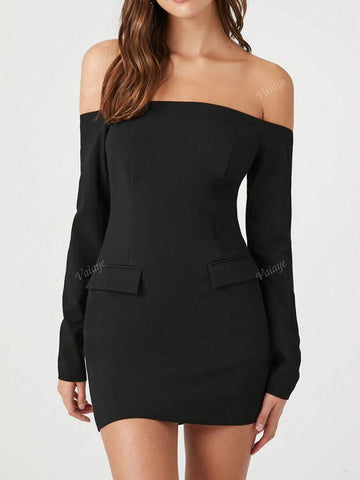 Women Solid Color Off The Shoulder Sexy Dress