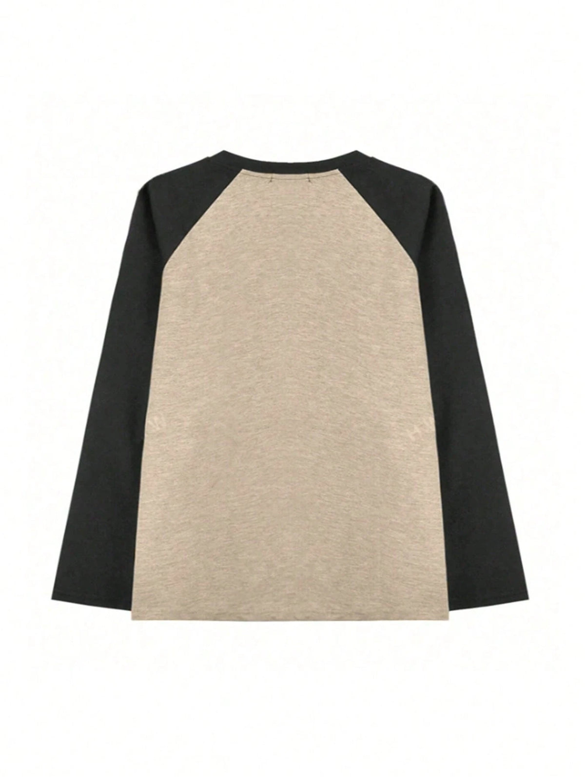 Women Solid Color Patchwork Round Neck Long Sleeve Casual Top