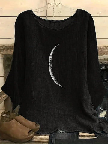 Women Spring/Autumn Casual Minimalist Print Long Sleeve Button-Up Blouse