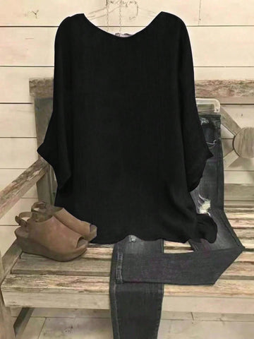 Women Spring/Autumn Casual Minimalist Print Long Sleeve Button-Up Blouse