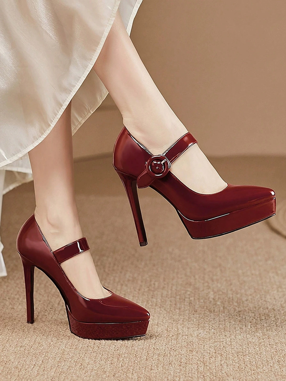 Women Stiletto High Heel One-Strap Pumps, Super High Heel