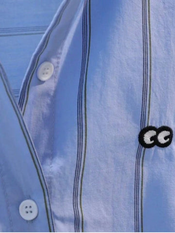 Women Striped Embroidered Blouse, Fashionable For Summer