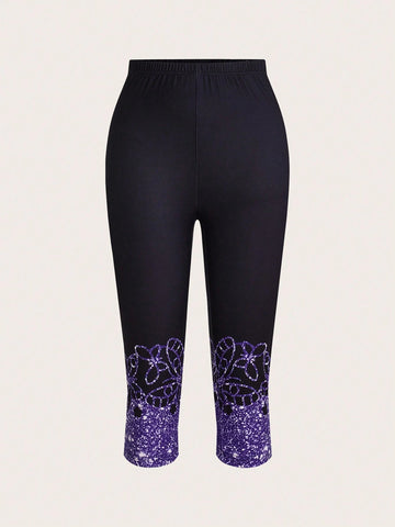 Women Summer Floral Printed Short Sleeve T-Shirt And Long Pants Casual Two Piece Set