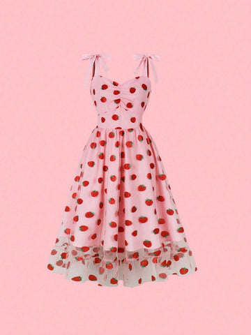 Women Summer Floral Printed Spaghetti Strap Dress