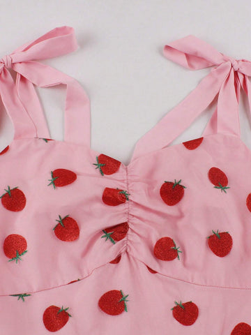 Women Summer Floral Printed Spaghetti Strap Dress