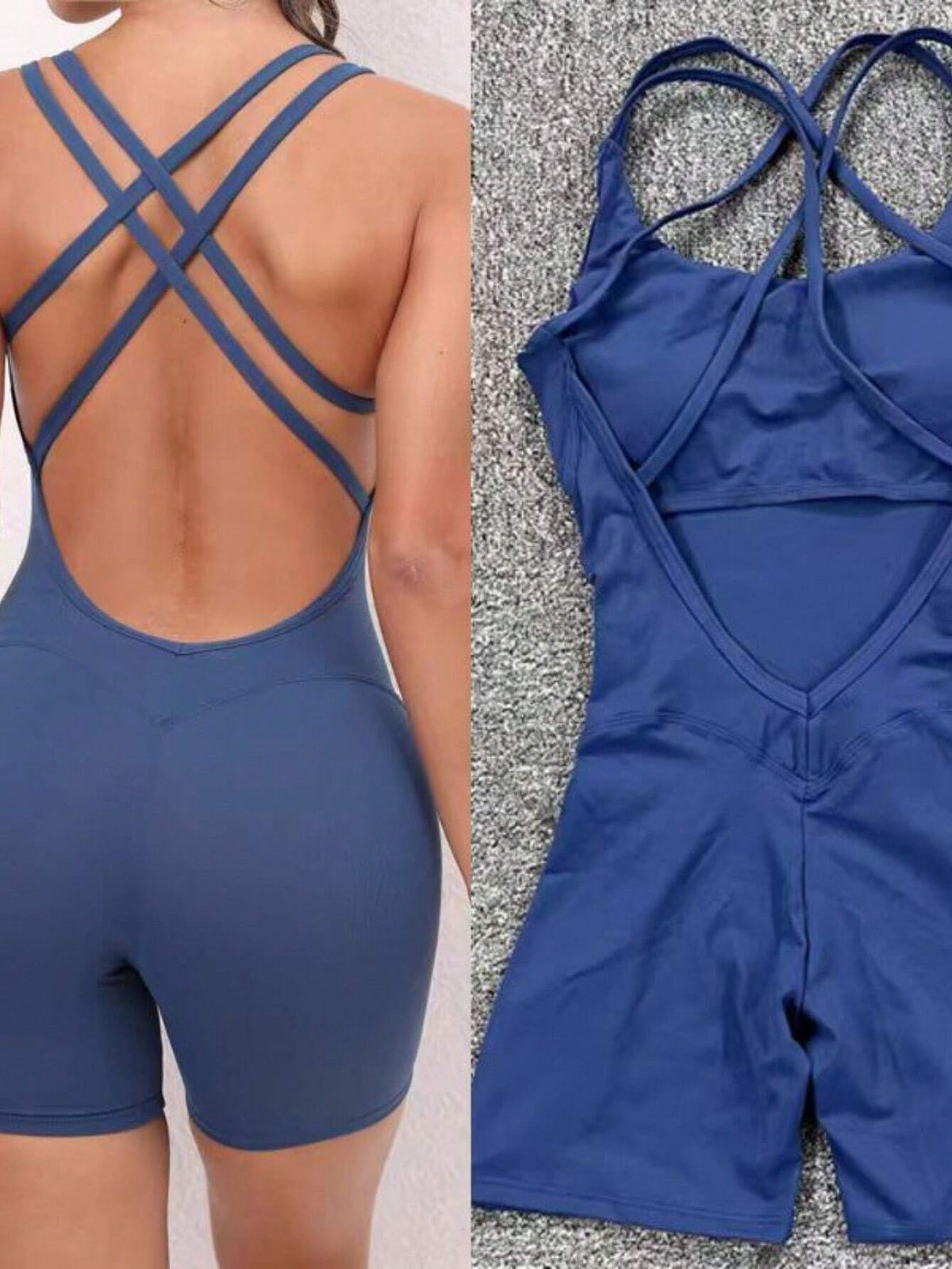 Women Summer Sexy Cross Backless Sleeveless Romper