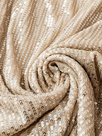Women V-Neck Sequin A-Line Dress With Cut-Out, Summer