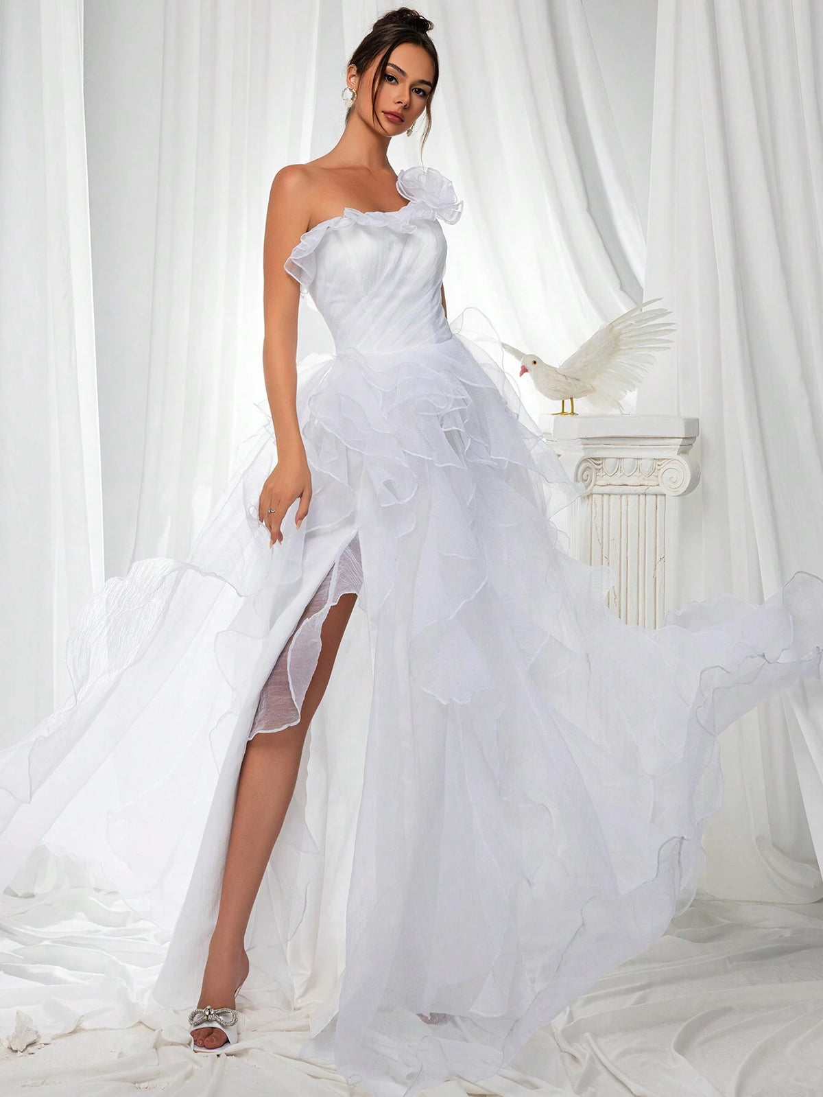 Women's 3d Flower Mesh Tulle Cake Evening Dress