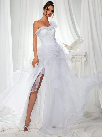 Women's 3d Flower Mesh Tulle Cake Evening Dress