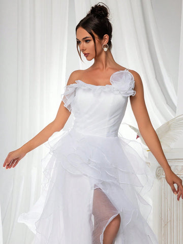 Women's 3d Flower Mesh Tulle Cake Evening Dress