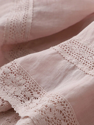 Women's A-Line Skirt With Elastic Waist And Fake Linen Lining, Double Layer, Embroidered, Spring/Summer Thin Long Skirt