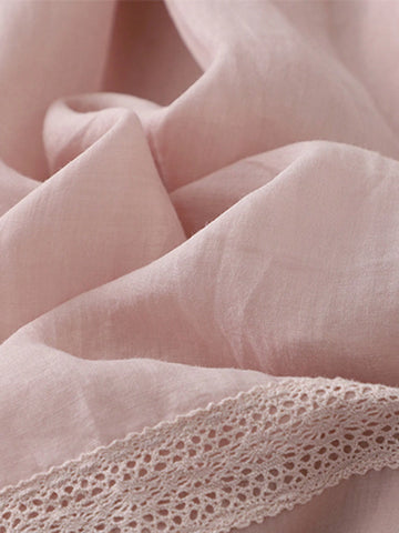 Women's A-Line Skirt With Elastic Waist And Fake Linen Lining, Double Layer, Embroidered, Spring/Summer Thin Long Skirt