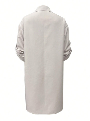 Women's Adjustable Sleeve Loose Linen Shirt Dress