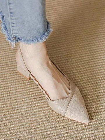 Women's Ankle Strap Pointed Toe Chunky Heel Sandals, Simple Fashionable Four Seasons Slingback Mid-Heels Shoes, Open Toe Buckled Pumps