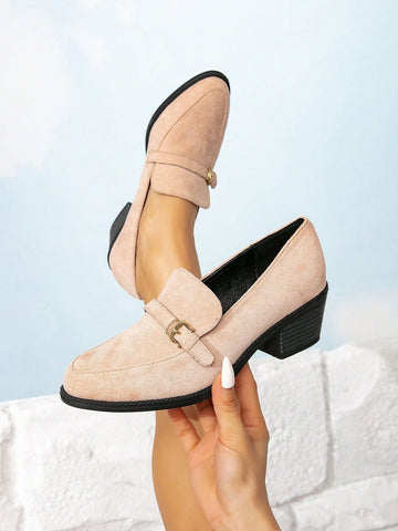 Women's Apricot Color Mules High Heel Shoes,