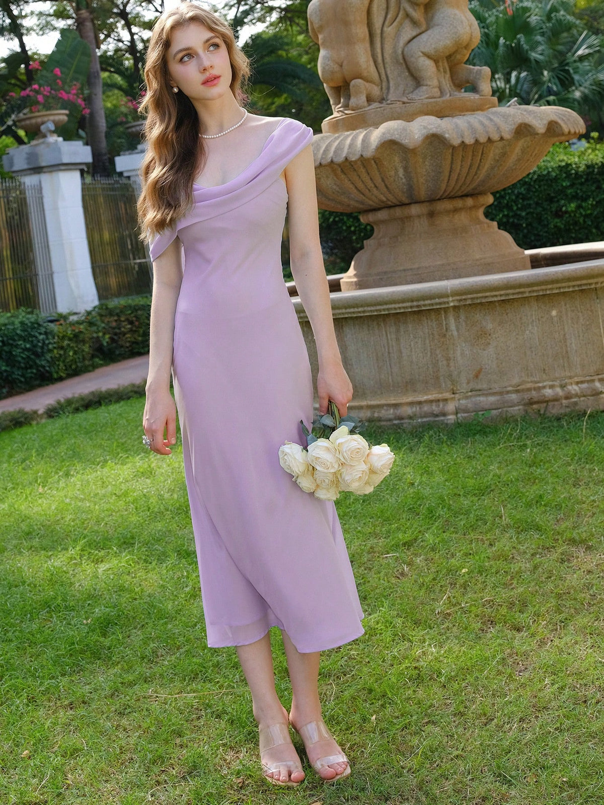 Women's Asymmetric Neckline Slim Fit Bodycon Dress