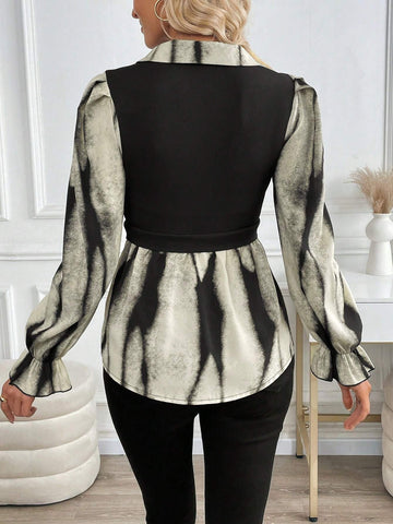 Women's Autumn And Winter Long-Sleeved Blouses With Artistic Prints, Suitable For Daily Commuting
