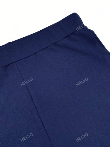 Women's Autumn And Winter Simple Casual Solid Color Long Sleeve Crew Neck T-Shirt And Solid Color Skinny Shorts 2-Piece Set