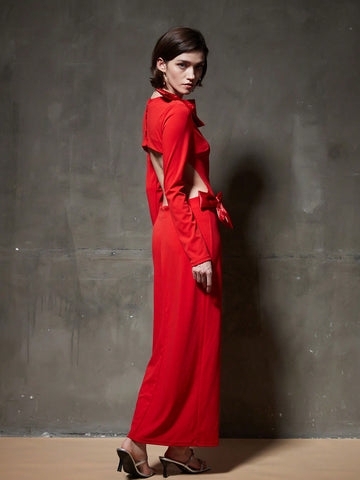 Women's Backless Bowknot Tie Dress