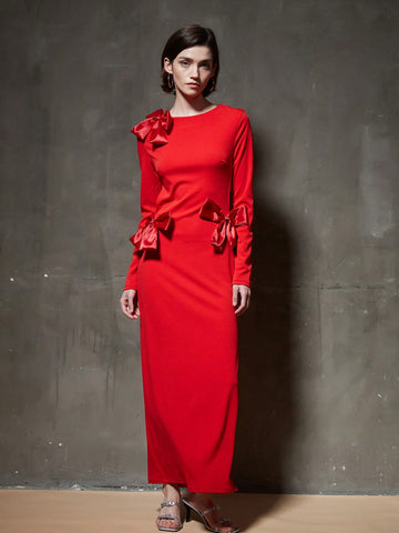 Women's Backless Bowknot Tie Dress