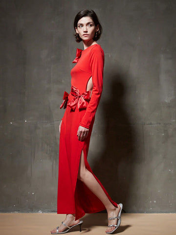 Women's Backless Bowknot Tie Dress