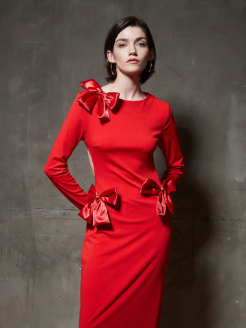 Women's Backless Bowknot Tie Dress
