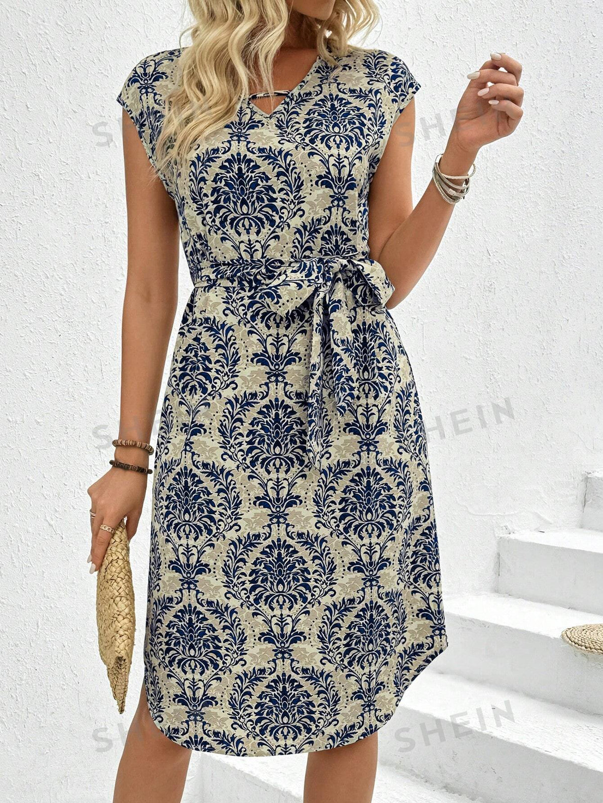Women's Batwing Sleeve Printed Dress