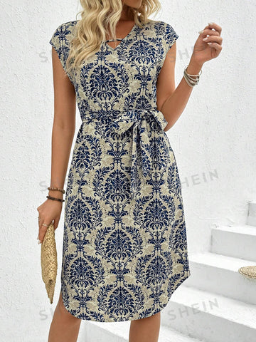 Women's Batwing Sleeve Printed Dress