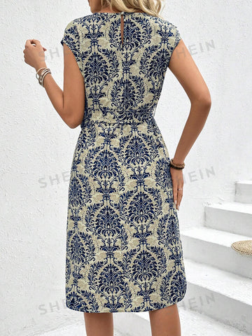 Women's Batwing Sleeve Printed Dress