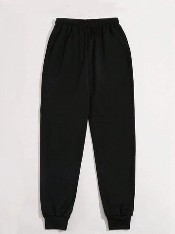Bear Print Sweatpants With Elastic Cuffs