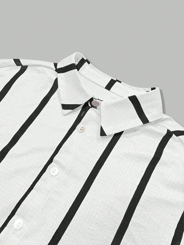 Women's Black & White Striped Loose Blouse, Elegant Cardigan Top, Work, Fashion, Casual