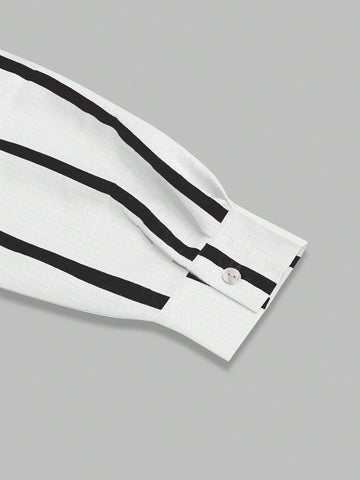 Women's Black & White Striped Loose Blouse, Elegant Cardigan Top, Work, Fashion, Casual