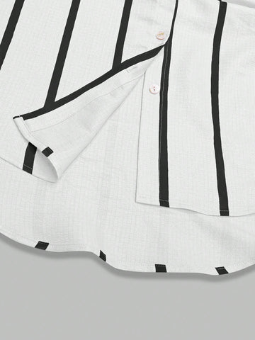 Women's Black & White Striped Loose Blouse, Elegant Cardigan Top, Work, Fashion, Casual