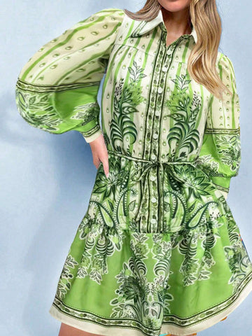 Women's Bohemian Floral Print Long Sleeve Casual Shirt, Fashion Autumn Top