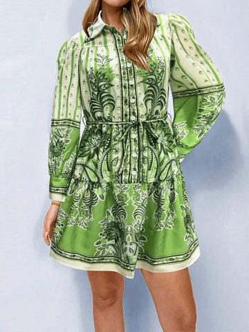 Women's Bohemian Floral Print Long Sleeve Casual Shirt, Fashion Autumn Top