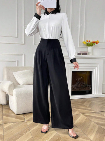 Women's Business Commuting All-Match Solid Color Shirt Office Interview