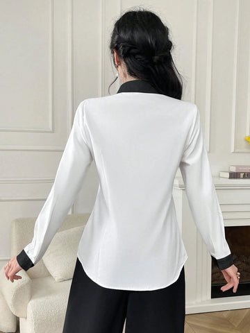 Women's Business Commuting All-Match Solid Color Shirt Office Interview