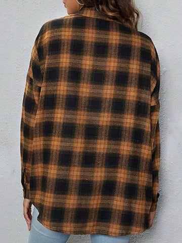 Women's Button Down Flannel Shirts Plaid Shacket Long Sleeve Collared Business Casual Tops Work Blouses