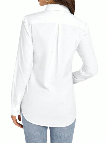 Women's Button Down Shirts Classic Fit Dress Shirt Work Business Casual Long Sleeve Blouse Tops