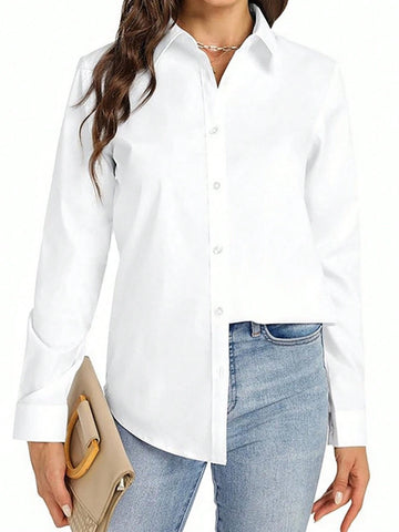 Women's Button Down Shirts Classic Fit Dress Shirt Work Business Casual Long Sleeve Blouse Tops