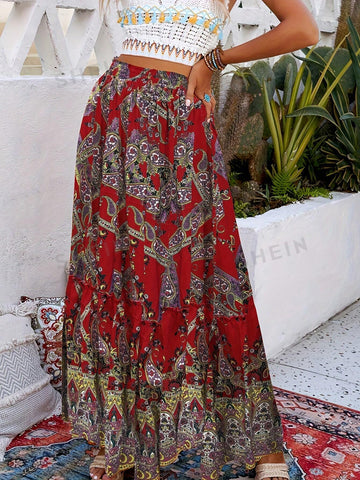 Women's Cashew Print Skirt