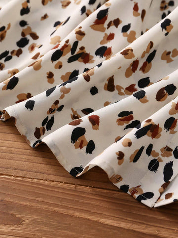 Women's Casual Allover Print Front Button Lantern Sleeve Long Sleeve Shirt, Autumn