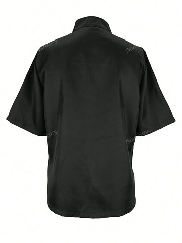 Women's Casual Button-Down Loose Short Sleeve Shirt, Solid Color, Summer