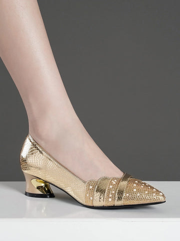 Women's Casual Chunky Heel Pointed Toe Single Shoes