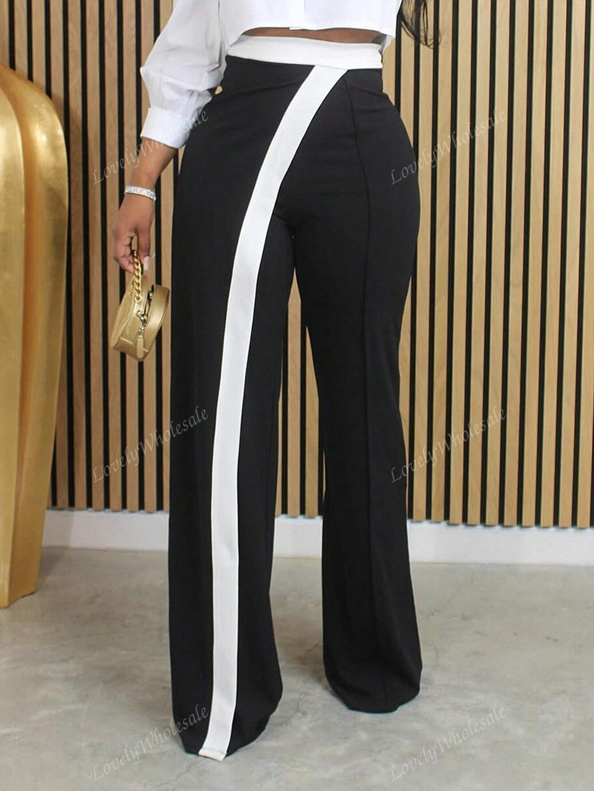 Women's Casual Color Block Long Pants