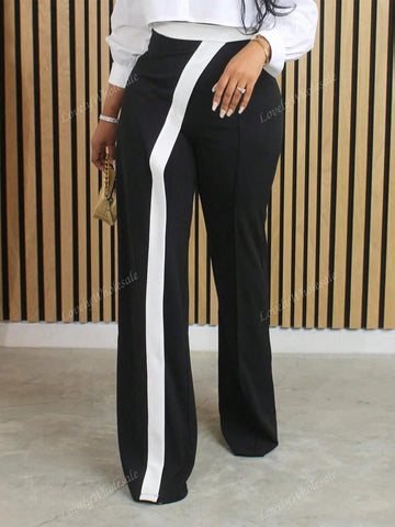 Women's Casual Color Block Long Pants