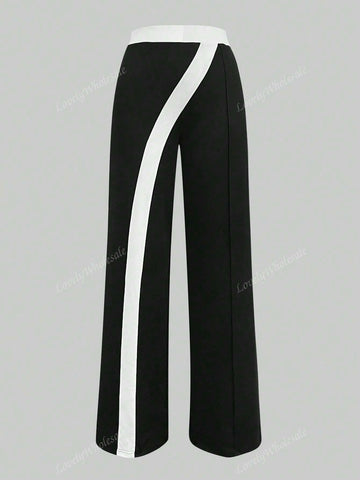 Women's Casual Color Block Long Pants